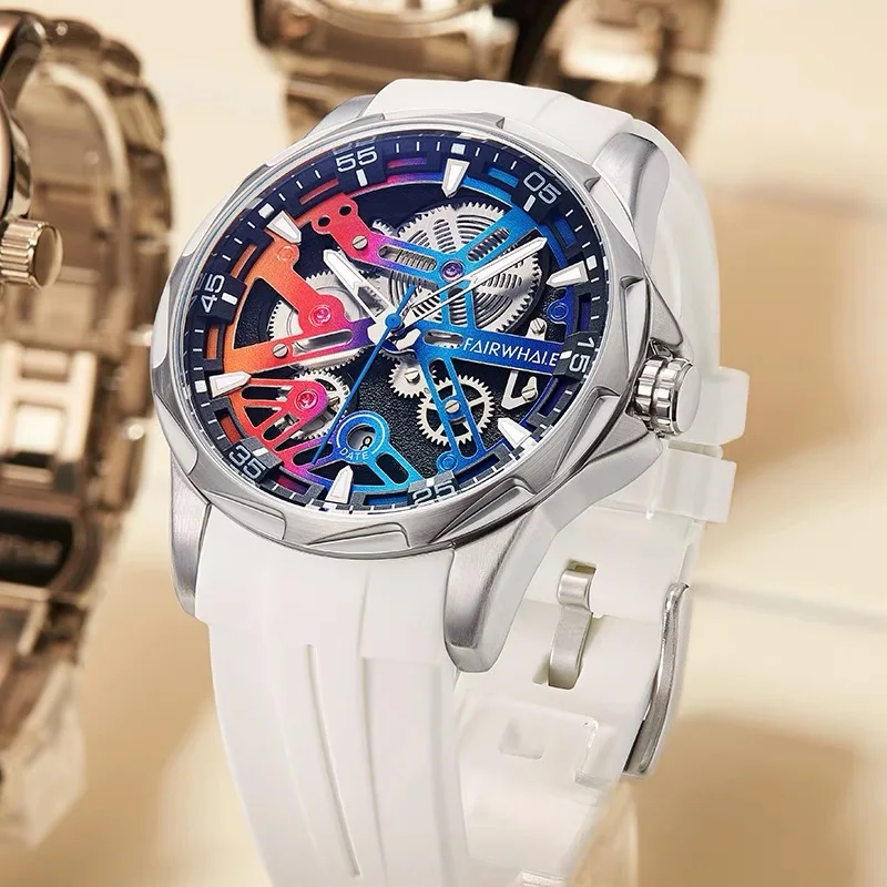 Mark Fairwhale Sports Automatic Rainbow Steel Watch