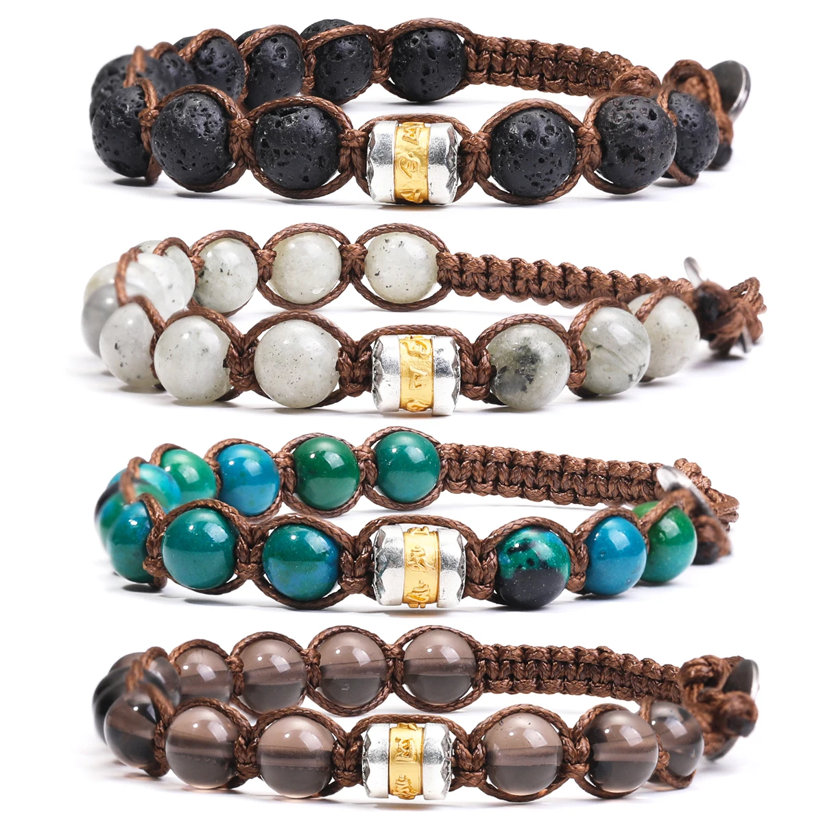 Classic Men's 8mm Stone Bead Buddhist Bracelet - Image 1