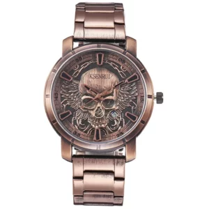 Skull Dial Quartz Watch, Steel & Leather Strap - Image 20