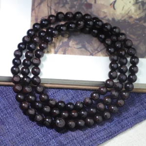 Ebony Men's Yin Yang Wooden Bracelet, 20mm Beads - Image 4