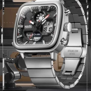 Fairwhale Square Dual Display Men's Watch, Waterproof & Stylish - Image 2
