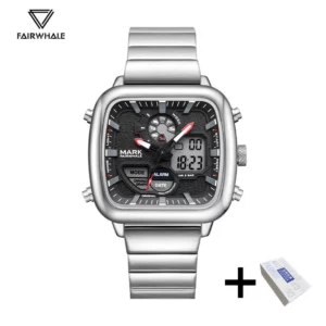 Fairwhale Square Dual Display Men's Watch, Waterproof & Stylish - Image 1
