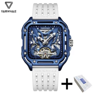 Mark Fairwhale Skeleton Square Watch, Sports Silicone Strap - Image 8
