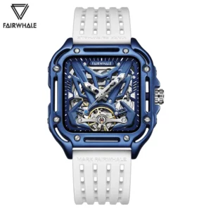 Mark Fairwhale Skeleton Square Watch, Sports Silicone Strap - Image 1