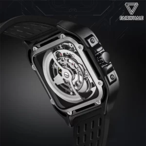 Mark Fairwhale Skeleton Square Watch, Sports Silicone Strap - Image 5
