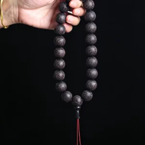 Natural Black Wood Tibetan Prayer Bracelet, 12 Beads - Image 6