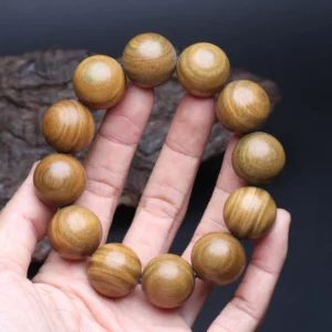 Sandalwood Beaded Buddhist Prayer Bracelet, 15mm - Image 3
