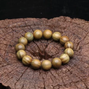 Sandalwood Beaded Buddhist Prayer Bracelet, 15mm - Image 4