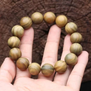 Sandalwood Beaded Buddhist Prayer Bracelet, 15mm - Image 5