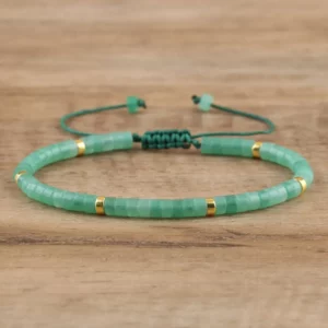 Natural Blue Emperor Stone Beaded Bracelet, Adjustable Fit - Image 10