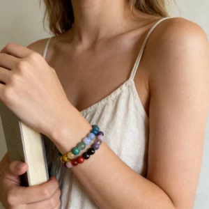 Tiger's Eye & Amethyst 7 Chakra Bracelet for Women - Image 2