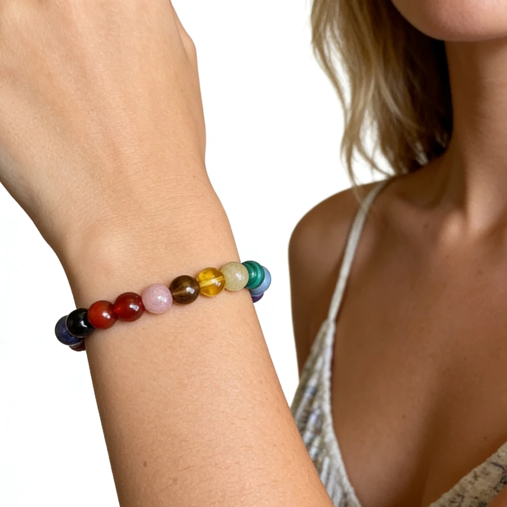 Tiger's Eye & Amethyst 7 Chakra Bracelet for Women