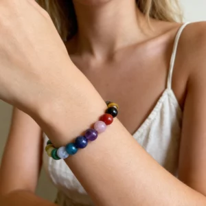 Tiger's Eye & Amethyst 7 Chakra Bracelet for Women - Image 5