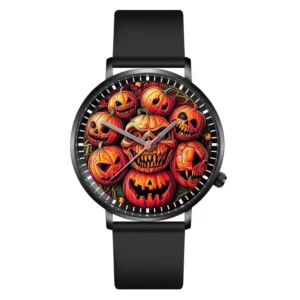 Halloween Skull Quartz Watch, Black Silicone Strap - Image 9