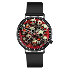 Halloween Skull Quartz Watch, Black Silicone Strap - Image 7