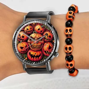 Halloween Skull Quartz Watch, Black Silicone Strap - Image 8