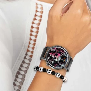 Halloween Skull Quartz Watch, Black Silicone Strap - Image 6