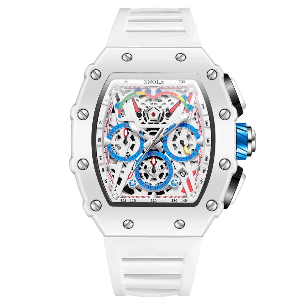 ONOLA Men's White Multifunctional Quartz Watch