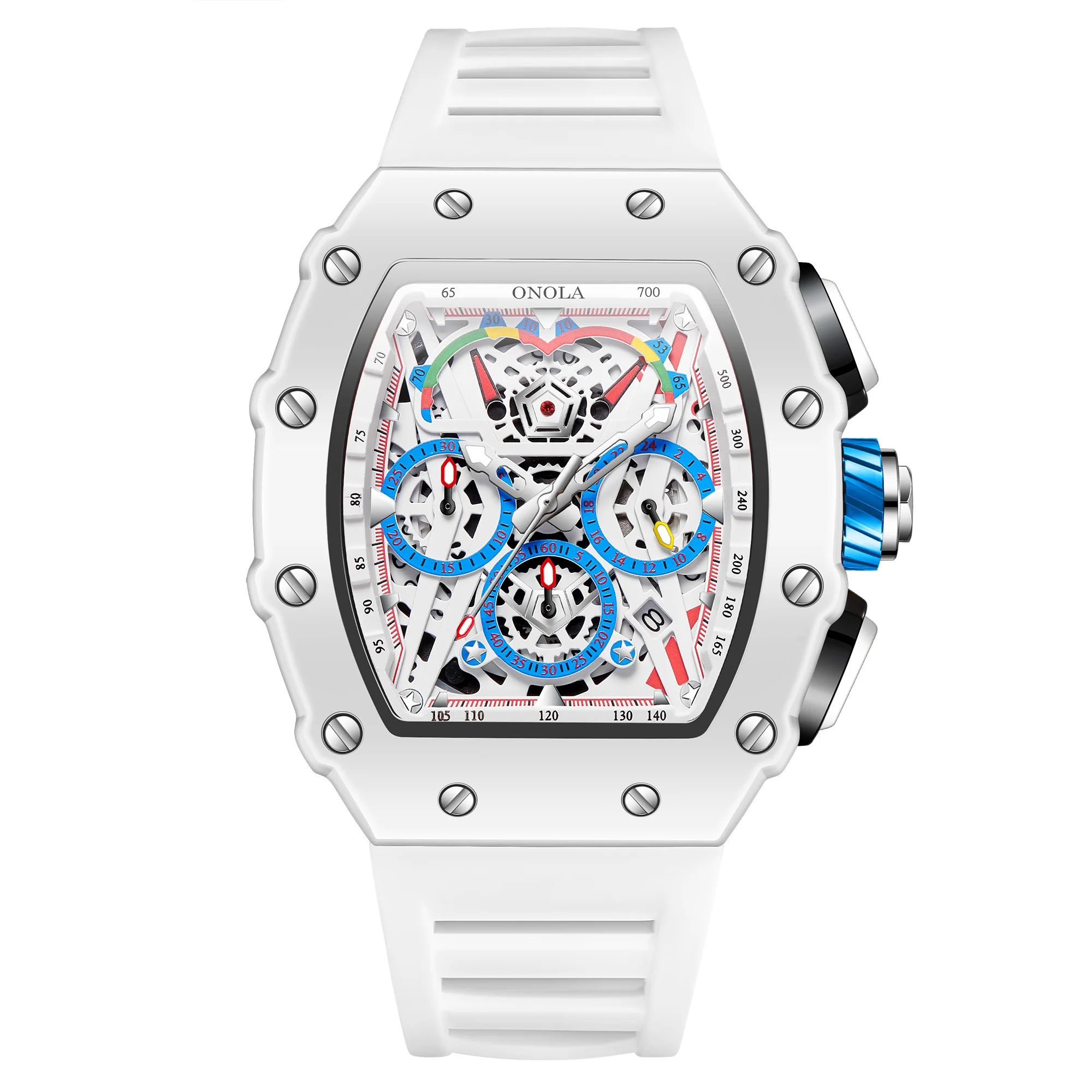 ONOLA Men's White Multifunctional Quartz Watch - Image 10