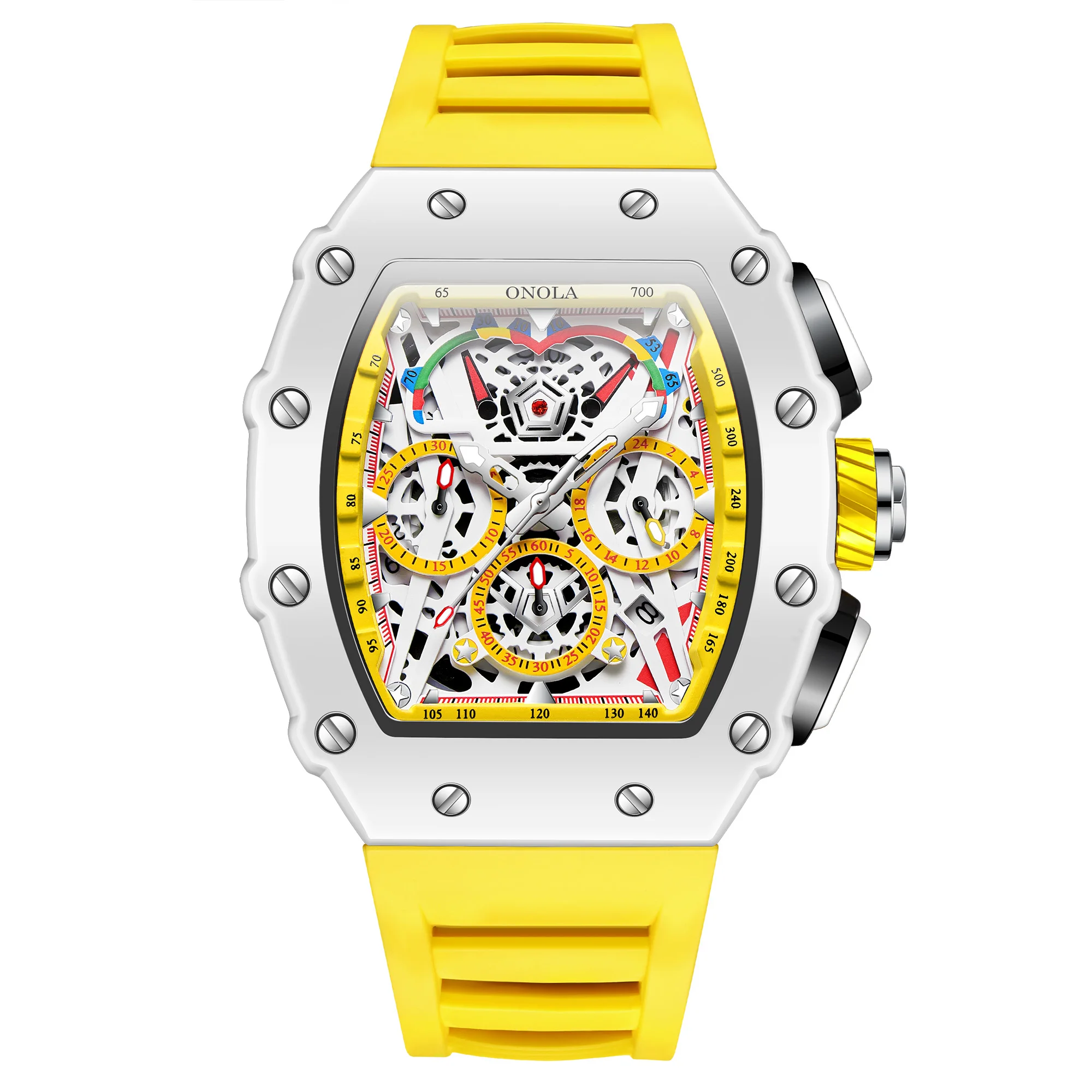 ONOLA Men's White Multifunctional Quartz Watch - Image 7