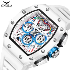 ONOLA Men's White Multifunctional Quartz Watch - Image 4