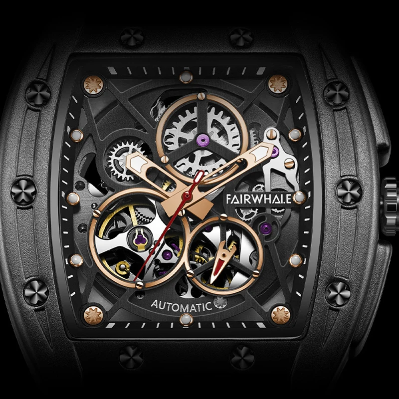 Mark Fairwhale Automatic Skeleton Tourbillon Watch for Men