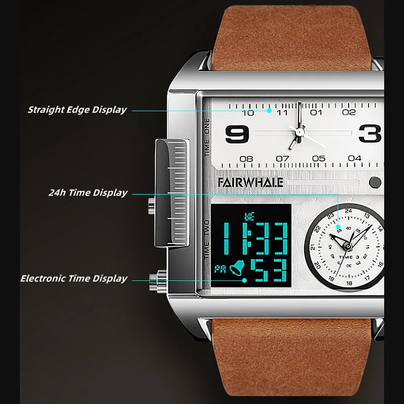 Mark Fairwhale Dual Display Military Square Watch