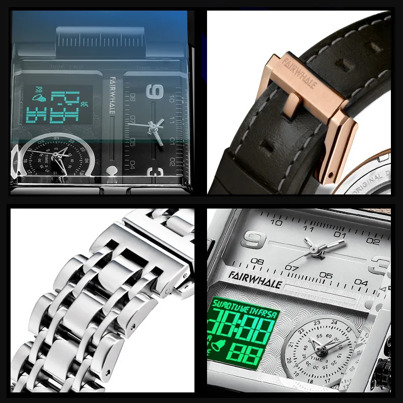 Mark Fairwhale Dual Display Military Square Watch