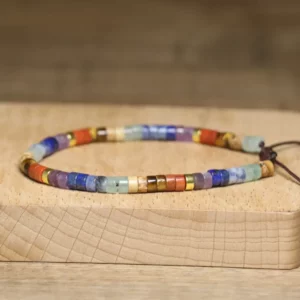 Dainty Handmade Chakra Bracelet, Natural Stone, 2x4mm - Image 3