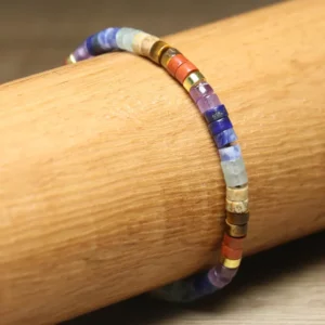 Dainty Handmade Chakra Bracelet, Natural Stone, 2x4mm - Image 5