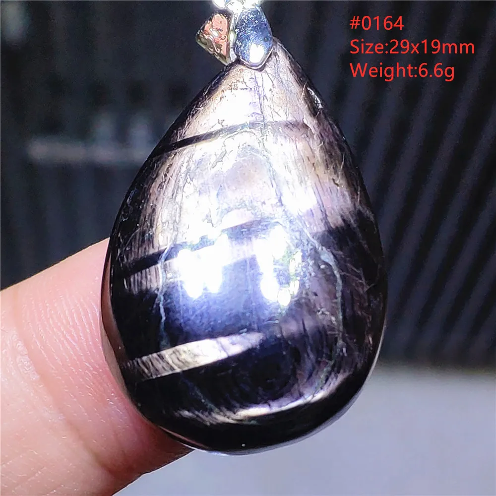 Natural Black Hypersthene Flash Pendant Necklace