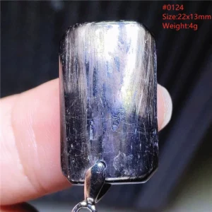 Natural Black Hypersthene Flash Pendant Necklace - Image 10