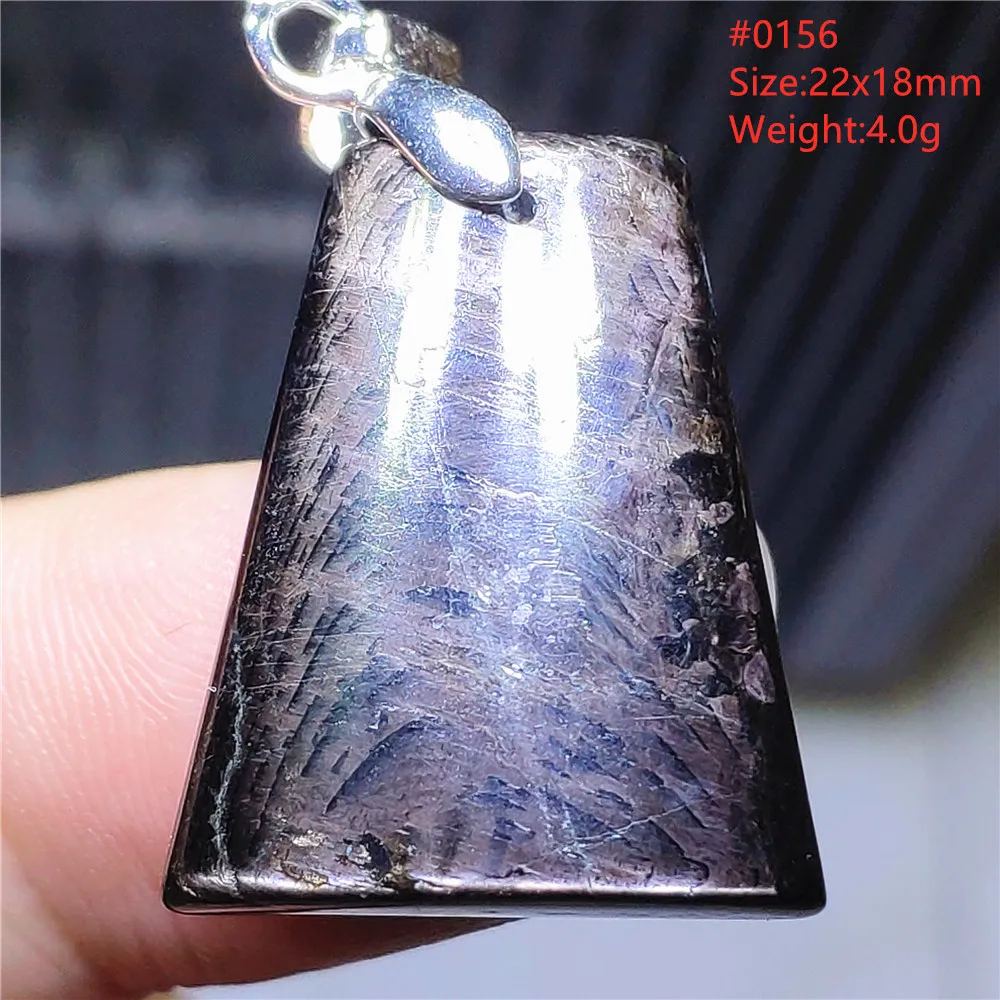 Natural Black Hypersthene Flash Pendant Necklace