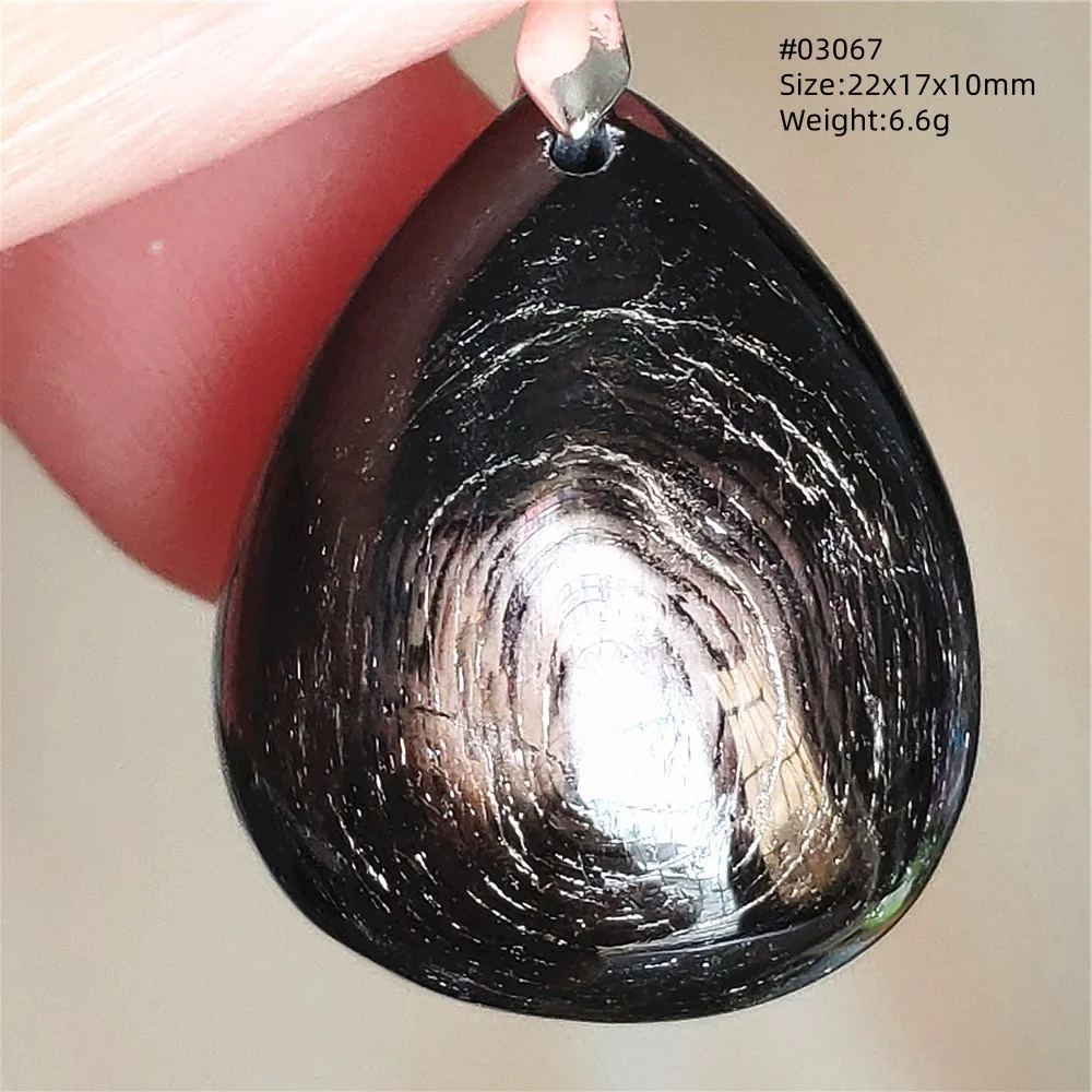 Natural Black Hypersthene Flash Pendant Necklace