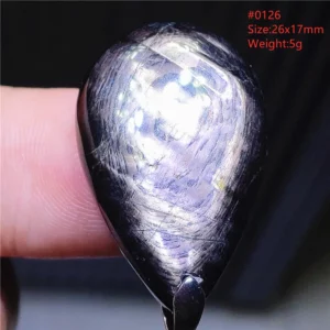 Natural Black Hypersthene Flash Pendant Necklace - Image 7
