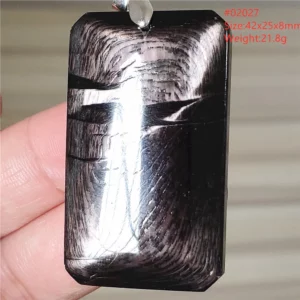 Natural Black Hypersthene Flash Pendant Necklace - Image 24
