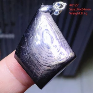 Natural Black Hypersthene Flash Pendant Necklace - Image 64