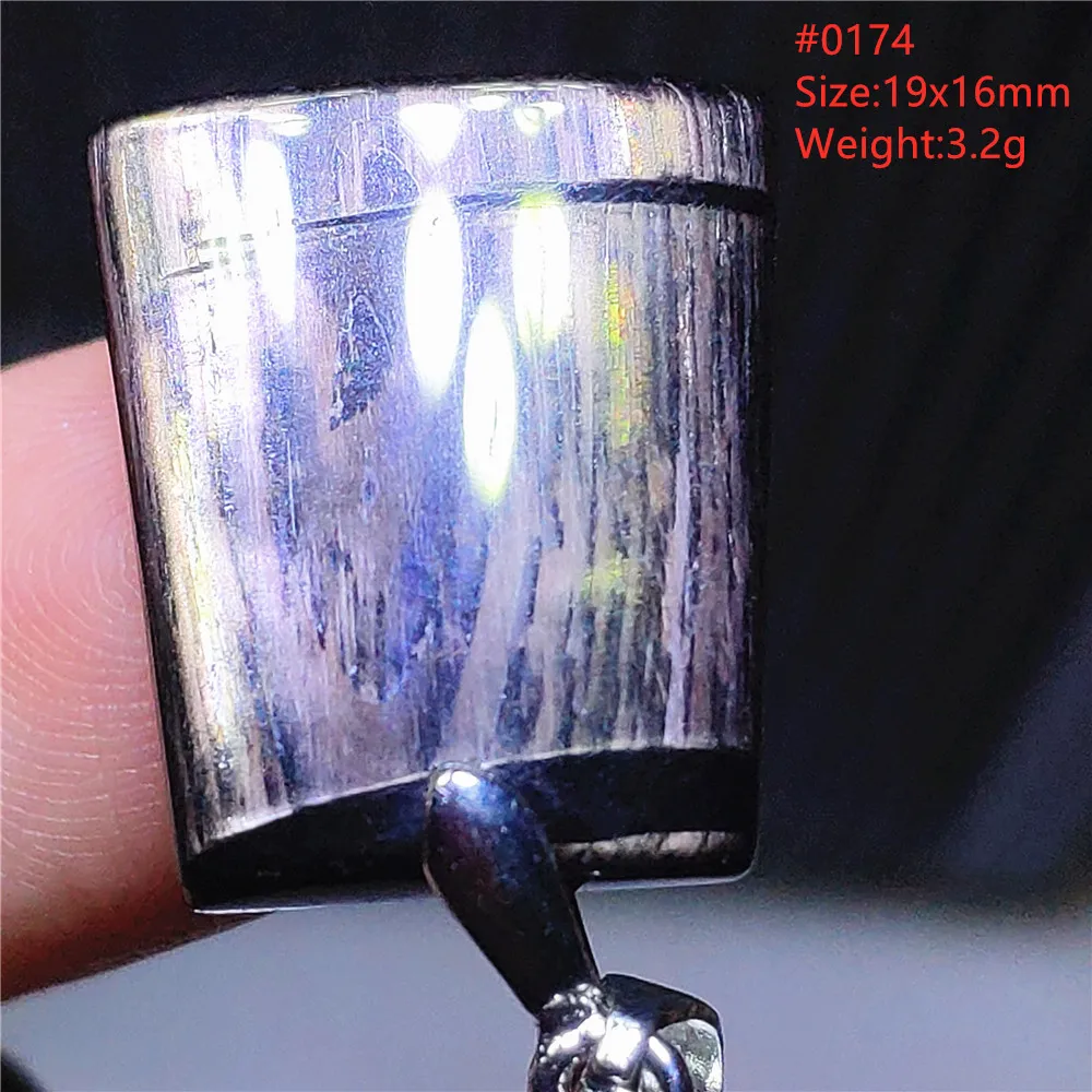 Natural Black Hypersthene Flash Pendant Necklace