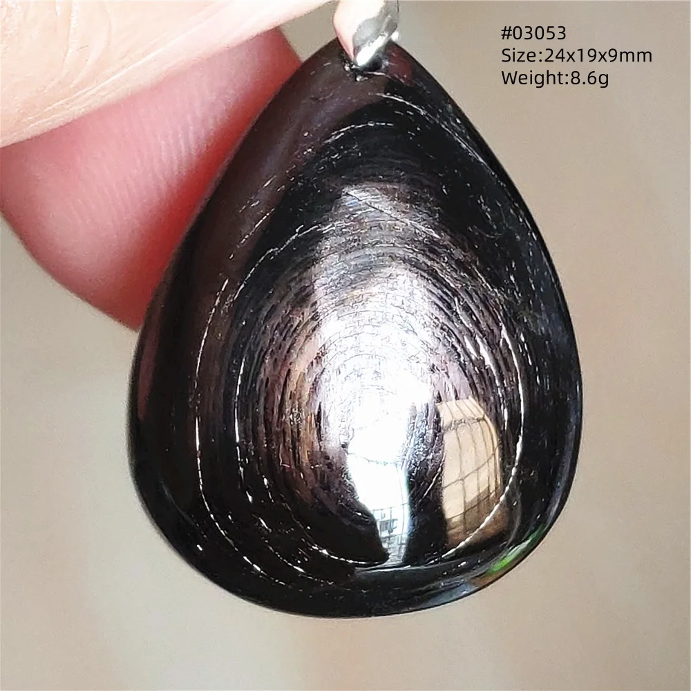 Natural Black Hypersthene Flash Pendant Necklace