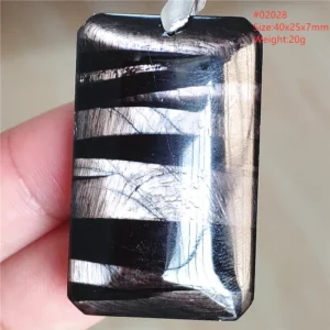 Natural Black Hypersthene Flash Pendant Necklace - Image 22
