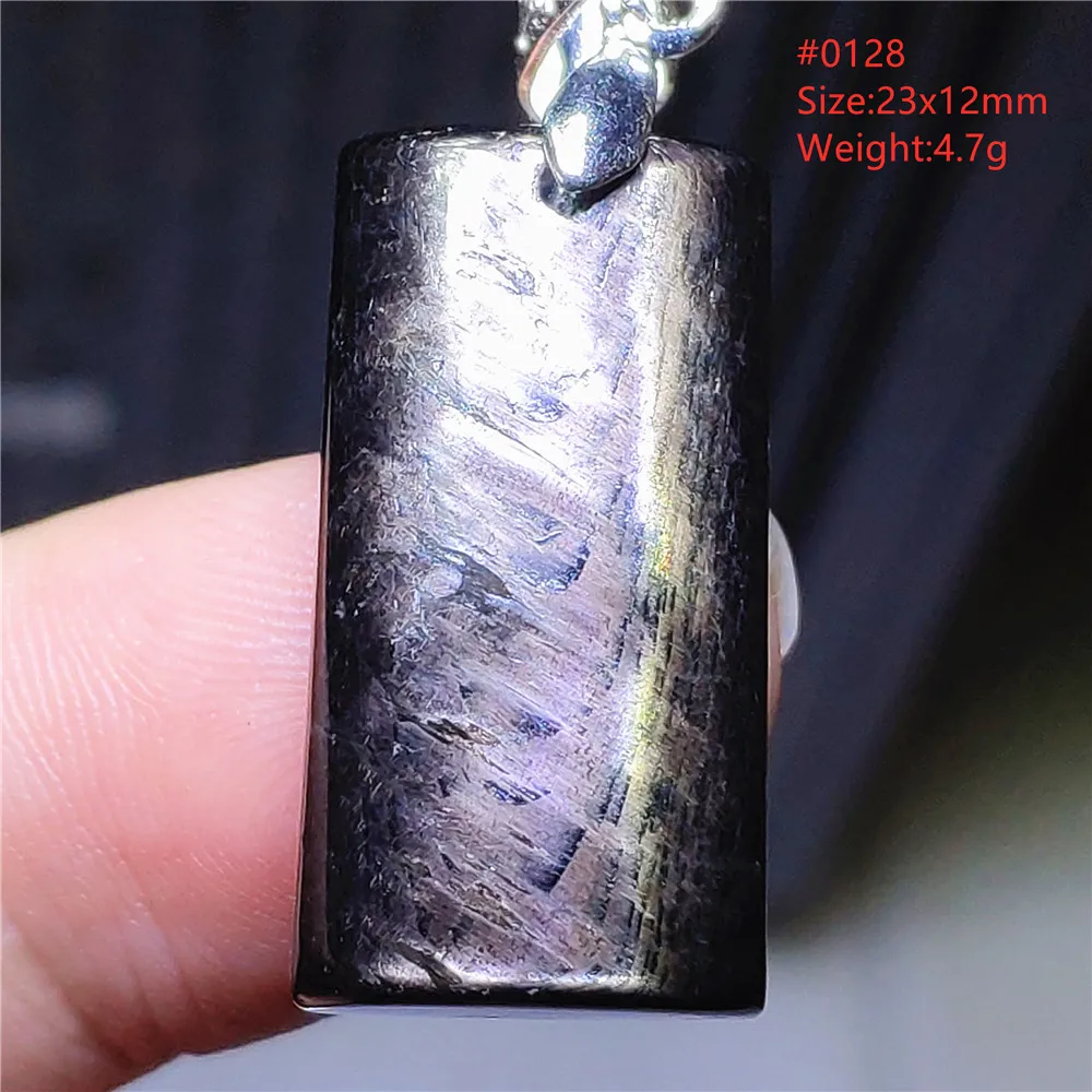 Natural Black Hypersthene Flash Pendant Necklace