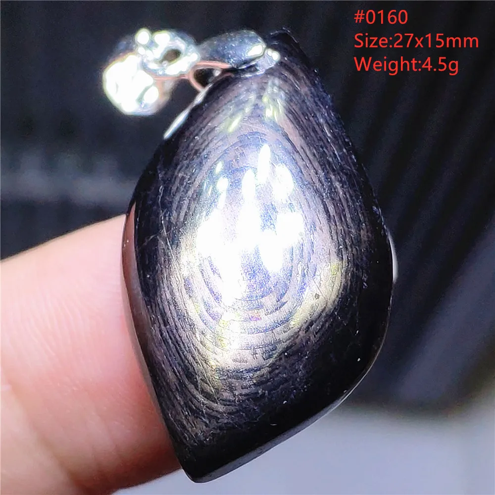 Natural Black Hypersthene Flash Pendant Necklace