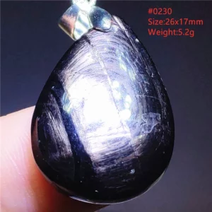 Natural Black Hypersthene Flash Pendant Necklace - Image 9