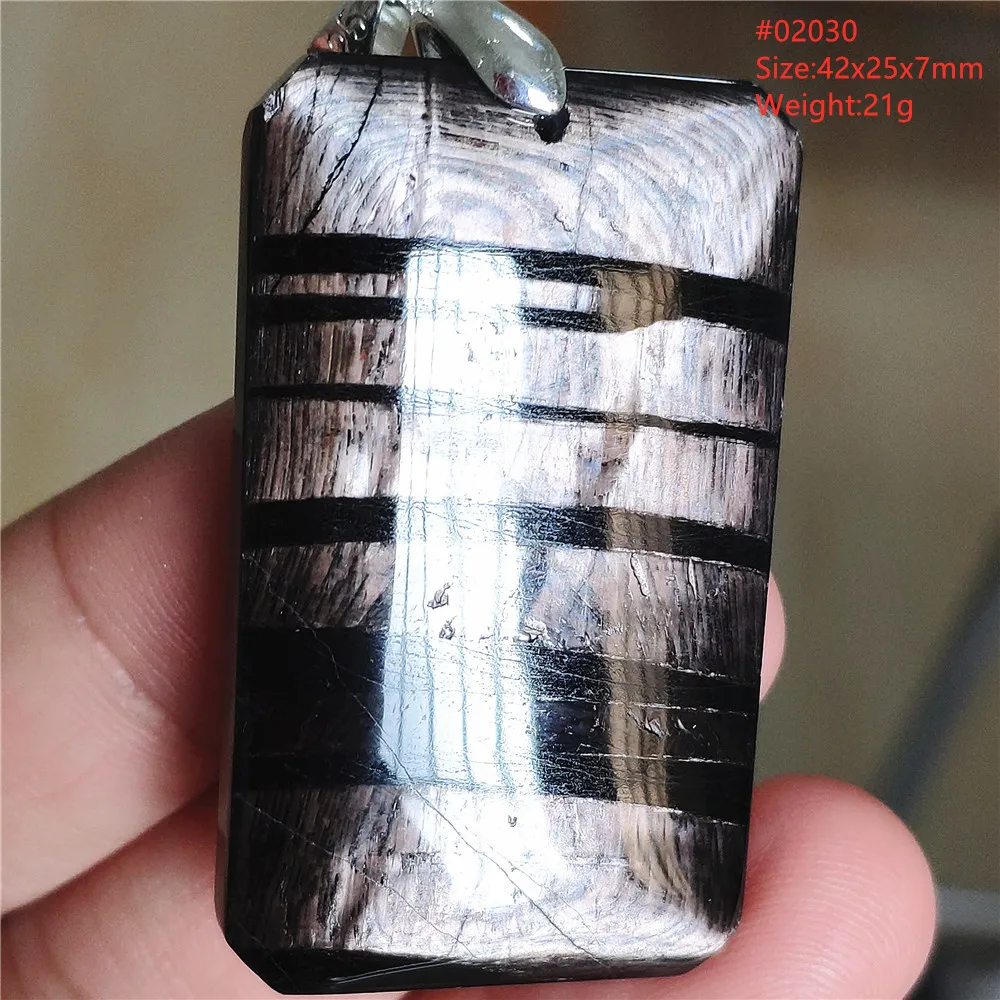 Natural Black Hypersthene Flash Pendant Necklace