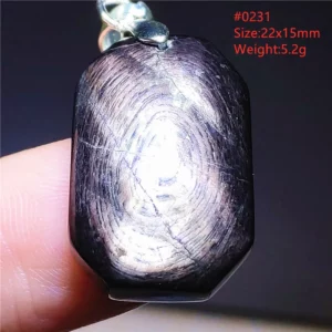 Natural Black Hypersthene Flash Pendant Necklace - Image 8