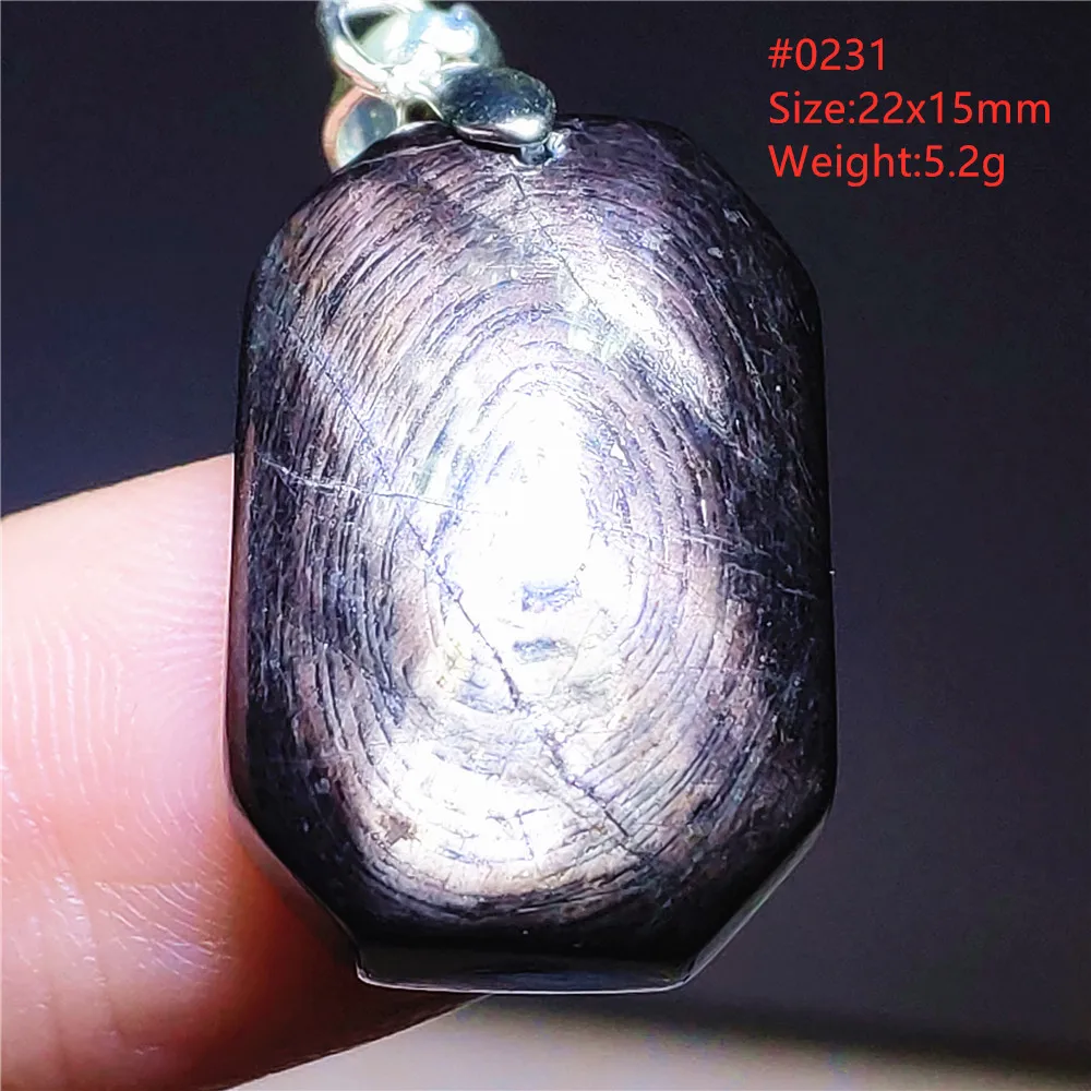 Natural Black Hypersthene Flash Pendant Necklace