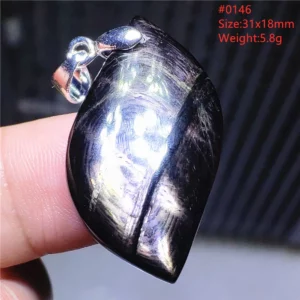 Natural Black Hypersthene Flash Pendant Necklace - Image 71