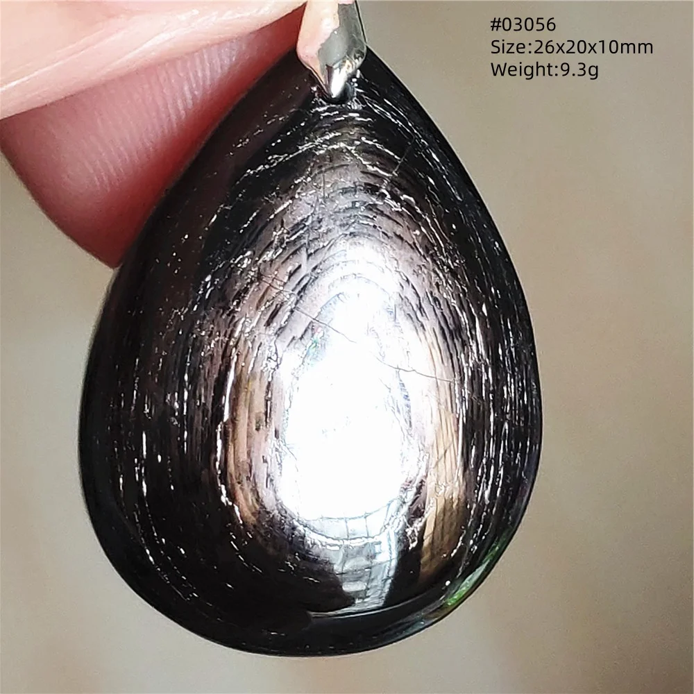 Natural Black Hypersthene Flash Pendant Necklace