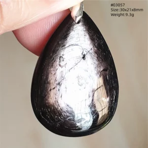 Natural Black Hypersthene Flash Pendant Necklace - Image 40