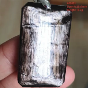 Natural Black Hypersthene Flash Pendant Necklace - Image 29